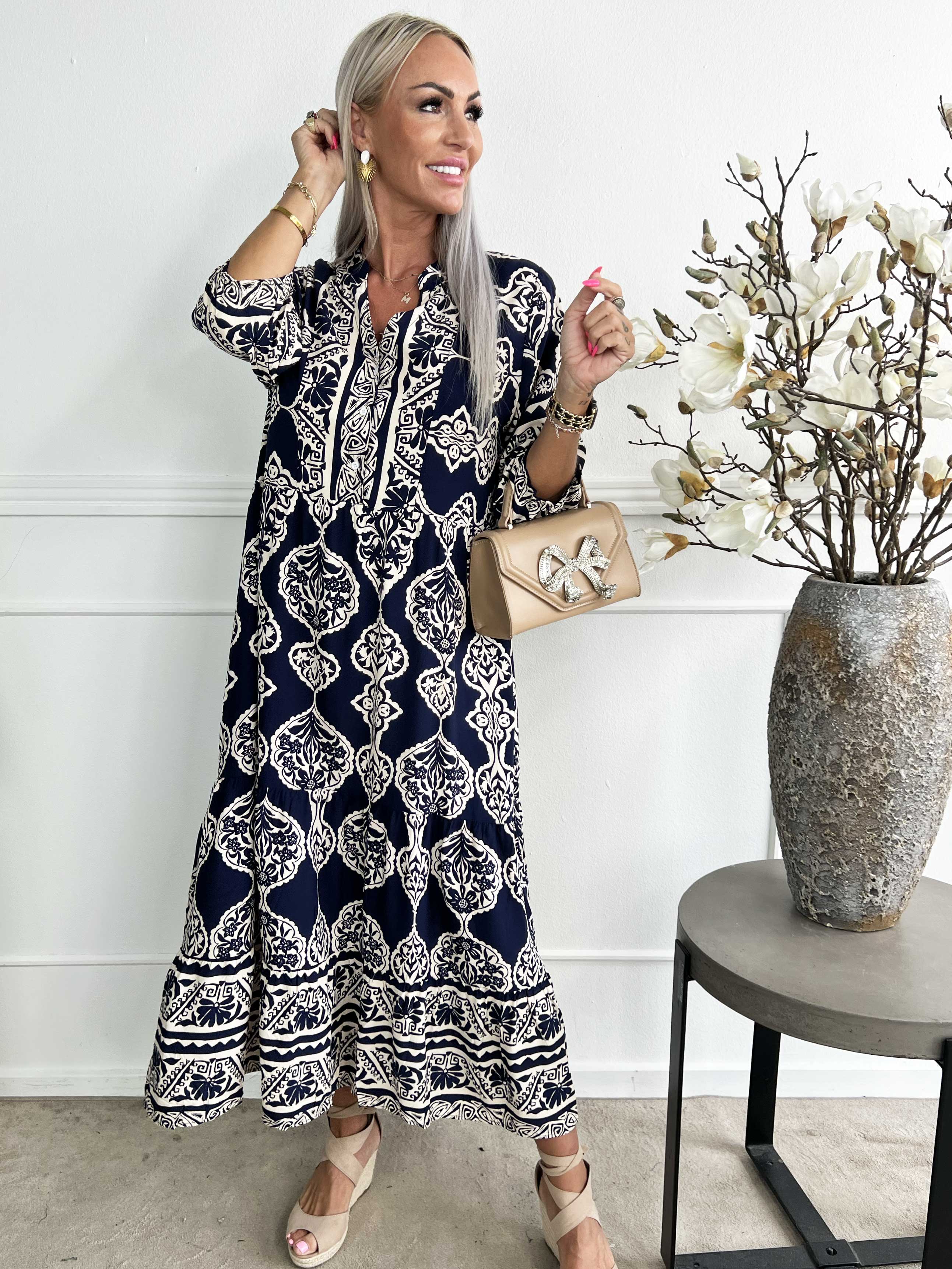 Melly - Lang mønstret tunikakjole